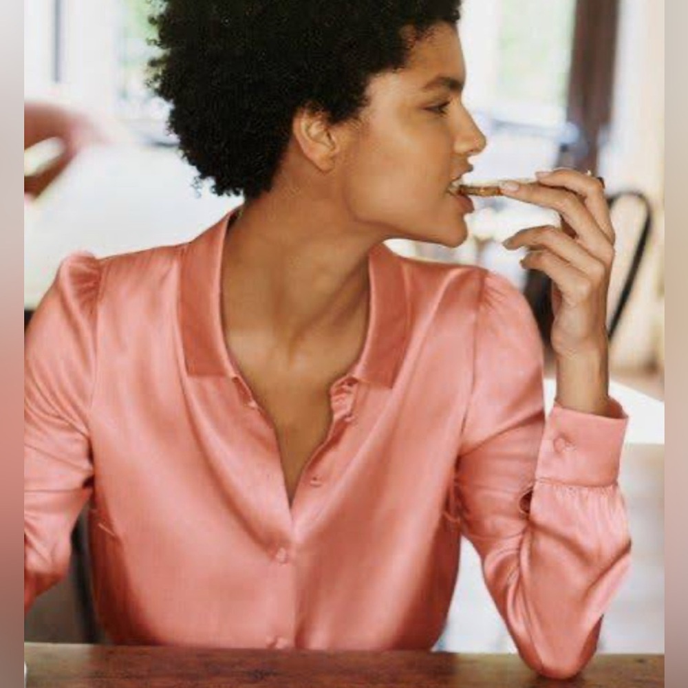 Boden Eliza Satin Shirt in Rose Mauve Pink - Picture 2 of 6